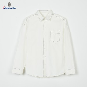 Giantextile New Fashion Men’s Shirt White Solid Contrast Effect Shirt Slim fit Classical Shirt For Men GTCW108641G1