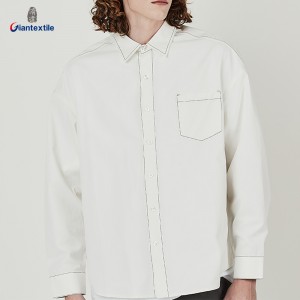 Giantextile New Fashion Men’s Shirt White Solid Contrast Effect Shirt Slim fit Classical Shirt For Men GTCW108641G1