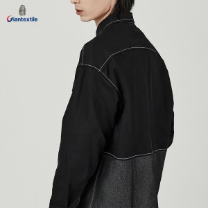 Giantextile Best Sale Men’s Shirt Black Solid Cotton Polyester Spandex Contrast Effect Shirt Fashion Shirt For Men GTCW108644G1