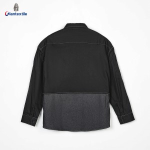 Giantextile Best Sale Men’s Shirt Black Solid Cotton Polyester Spandex Contrast Effect Shirt Fashion Shirt For Men GTCW108644G1