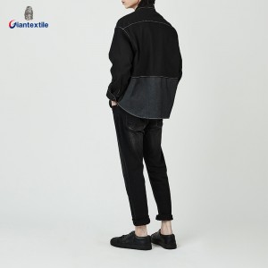 Giantextile Best Sale Men’s Shirt Black Solid Cotton Polyester Spandex Contrast Effect Shirt Fashion Shirt For Men GTCW108644G1