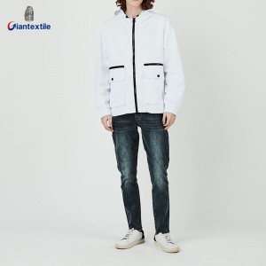 Giantextile Newly Jacket High Quality 100% Polyester Splicing White Solid Outdoor Wear Jacket For Men  GTCW108652G1