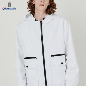 Giantextile Newly Jacket High Quality 100% Polyester Splicing White Solid Outdoor Wear Jacket For Men  GTCW108652G1
