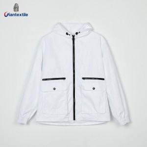 Giantextile Newly Jacket High Quality 100% Polyester Splicing White Solid Outdoor Wear Jacket For Men  GTCW108652G1