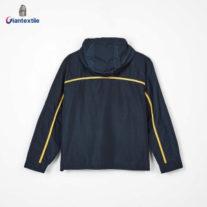 Giantextile Nice Look High Quality 100% Polyester Two Big Pockets Navy And Yellow Outdoor Wear Jacket For Men  GTCW108654G1