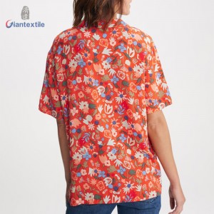 Giantextile Best Sale Women’s Wear Summer 100% Viscose Floral Print Casual Women’s Fashion Tops GTCW200088G1