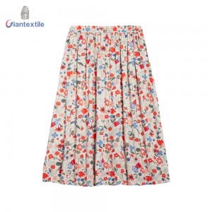 Giantextile Fashion OEM / ODM Ladies Long Dress Floral Print 100% Viscose Smart Casual Dress for Women GTCW200089G1