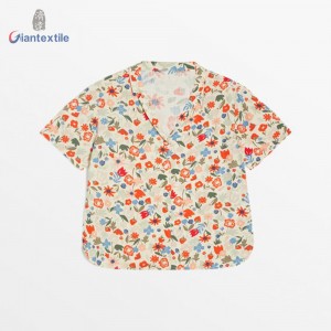 Giantextile High Quality Women’s Wear Summer 100% Viscose Floral Print Fashion Casual Women’s Fashion Tops GTCW200090G1