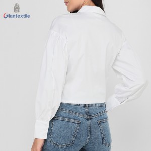 Giantextile Classical Office Women’s Wear White Solid 100% Cotton Best Quality Women’s Top GTCW200100G1