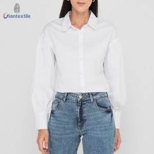 Giantextile Classical Office Women’s Wear White Solid 100% Cotton Best Quality Women’s Top GTCW200100G1