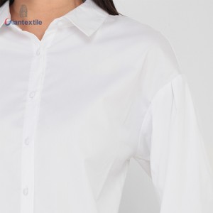 Giantextile Classical Office Women’s Wear White Solid 100% Cotton Best Quality Women’s Top GTCW200100G1