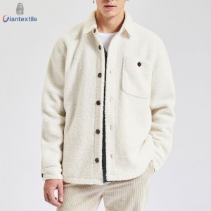 Giantextile Best Selling Men’s Fleece Jacket White Solid Warm Fashion Plus Size Jacket For Men GTCW200116G1