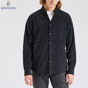 Giantextile Nice Look Men’s Shirt Dot Print 100% Cotton Geometric 28W Corduroy Long Sleeve Casual Shirt For Men GTCW200125G1