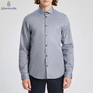 Giantextile Top Quality Men’s Shirt Gray Solid Wrinkle Free Dress Shirt Slim fit Classical Shirt For Men GTCW200129G1