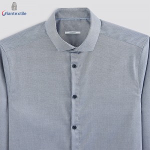 Giantextile Top Quality Men’s Shirt Gray Solid Wrinkle Free Dress Shirt Slim fit Classical Shirt For Men GTCW200129G1