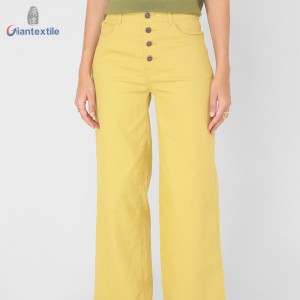 Giantextile OEM Supplier Fashion Ladies Two Colors Options Solid Long Pants Cotton Polyester Spandex Superior Pants for Women  GTCW200166G1/GTCW200166G2