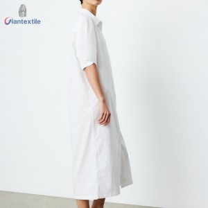 Giantextile Daily Wear 100% Cotton White Solid Casual Women Long Dress For Women GTCW200180G1