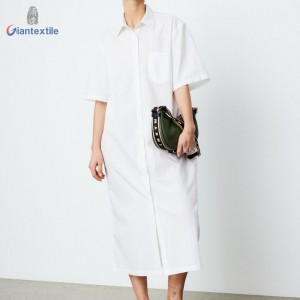 Giantextile Daily Wear 100% Cotton White Solid Casual Women Long Dress For Women GTCW200180G1