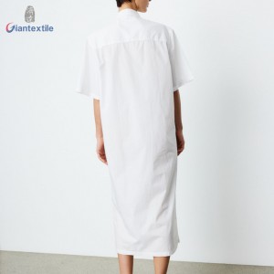 Giantextile Daily Wear 100% Cotton White Solid Casual Women Long Dress For Women GTCW200180G1