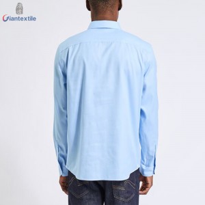 Giantextile Hot Sale Men’s Shirt Blue Solid Wrinkle Free Dress Shirt Slim fit Classical Shirt For Men GTCW200209-1G1