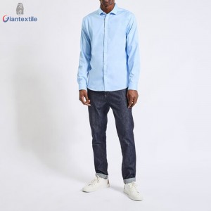 Giantextile Hot Sale Men’s Shirt Blue Solid Wrinkle Free Dress Shirt Slim fit Classical Shirt For Men GTCW200209-1G1