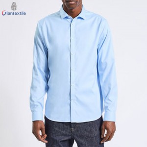 Giantextile Hot Sale Men’s Shirt Blue Solid Wrinkle Free Dress Shirt Slim fit Classical Shirt For Men GTCW200209-1G1