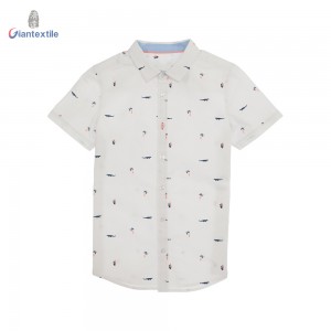 Giantextile High Quality Boys Shirt Cute Print White Shirts 100% Cotton Children Tops GTCW200412G1