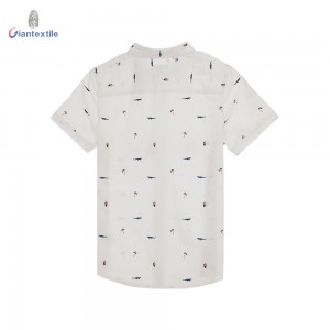 Giantextile High Quality Boys Shirt Cute Print White Shirts 100% Cotton Children Tops GTCW200412G1