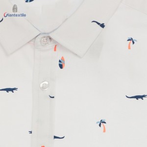 Giantextile High Quality Boys Shirt Cute Print White Shirts 100% Cotton Children Tops GTCW200412G1