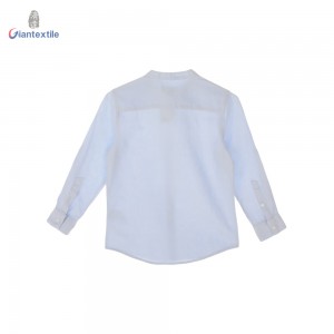 Giantextile Hand Some Good Look Boys Shirt Blue Solid Gent Stand Collar Shirts Linen Viscose Children Tops GTCW200416G1