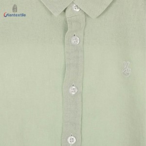 Giantextile New Arrival Boy’s Shirt Green Solid Comfortable Gent Shirts Linen Viscose Children Tops GTCW200419G1