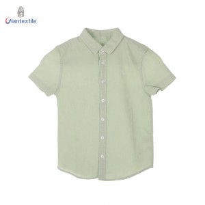 Giantextile New Arrival Boy’s Shirt Green Solid Comfortable Gent Shirts Linen Viscose Children Tops GTCW200419G1