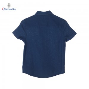 Giantextile Best Sale Boy’s Shirt Navy Solid Embroidery Gent Shirts Linen Viscose Children Tops GTCW200420G1