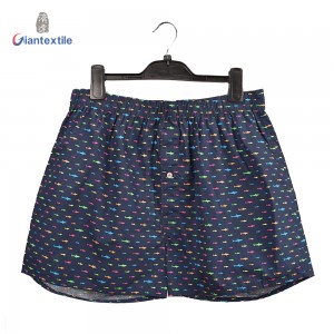 Summer Wear Underpants Men Sweat Resistant Navy 100% Cotton Fish Print Ventilate Shorts Underwear Boxer GTCW200805G1