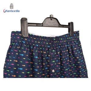 Summer Wear Underpants Men Sweat Resistant Navy 100% Cotton Fish Print Ventilate Shorts Underwear Boxer GTCW200805G1