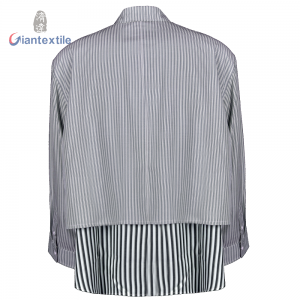 Modern Design Popular Men’s Shirt Men’s Gray/White Striped Polyester Cotton Long Sleeve Yarn Dyed Shirt For Men GTCW201505G1