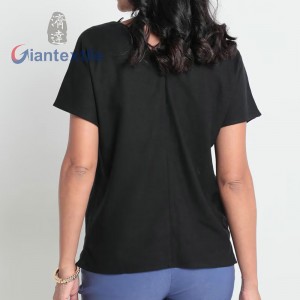 Giantextile New Fashion Women’s Solid Top Trendy Stylish Short Sleeved 66%VISCOSE 28%LINEN 6%COTTON Casual Blouses Shirts GTCW202388G1