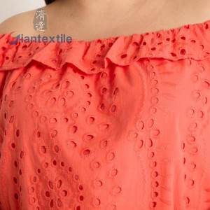 Women’s Plus Size Cotton Poplin Top Orange Solid Design Loose Drop Shoulder-Summer Essential Breathable Casual for Spring ODM GTCW202460G1