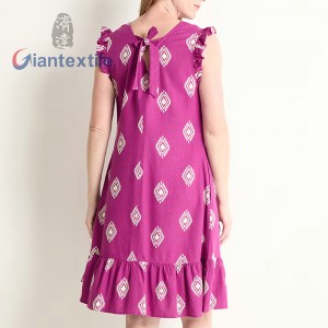 Women’s Beautiful Color Geometric Pattern Print Sleeveless Long Dress 66% Viscose 28% Linen 6% Cotton Casual Summer Wear GTCW202761G1