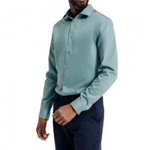 Men’s Green Dress Shirt Long Sleeve Button-Down Formal 100% Cotton Breathable Wrinkle-Resistant Regular Fit Business Casual GTCW203370G1
