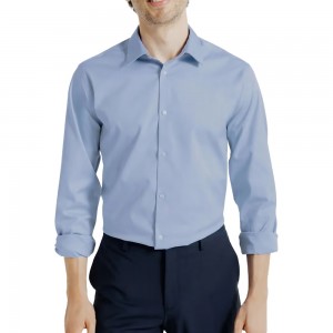 Men’s Blue Dress Shirt Long Sleeve Button-Down Formal Shirt Wrinkle-Resistant Regular Fit Business Casual Shirt for Meeting GTCW203371G1