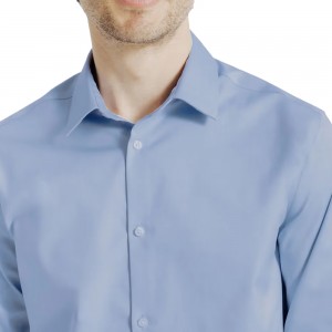 Men’s Blue Dress Shirt Long Sleeve Button-Down Formal Shirt Wrinkle-Resistant Regular Fit Business Casual Shirt for Meeting GTCW203371G1