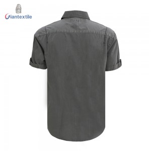 New Design Pure Cotton Men’s Casual Shirt Garment Dyed Grey Solid Shirt For Men GTCWTY10008
