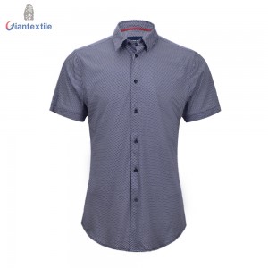 Hot Sale Woven knitted Shirt Comfortable Good Hand Feel Print Marl Knit Short Sleeve Shirt For Men GTF000075