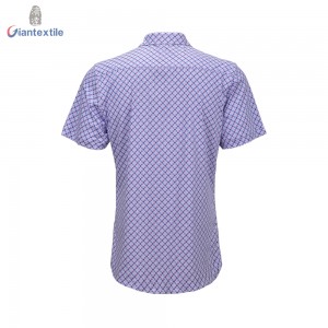 New Arrival woven Knit Shirt Print Contemporary Good Hand Feel Fabric Pure Cotton Short Sleeve Shirt For Men GTF000076