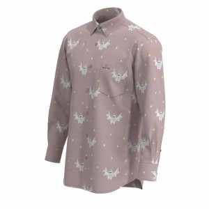 New Design Men’s Print Shirt 100% Cotton Halloween Pink Bat Digital Print Shirt For Men GTF000079