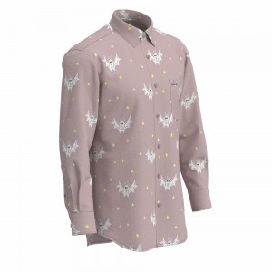New Design Men’s Print Shirt 100% Cotton Halloween Pink Bat Digital Print Shirt For Men GTF000079