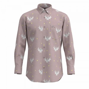 New Design Men’s Print Shirt 100% Cotton Halloween Pink Bat Digital Print Shirt For Men GTF000079