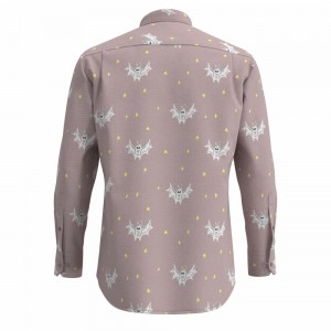 New Design Men’s Print Shirt 100% Cotton Halloween Pink Bat Digital Print Shirt For Men GTF000079