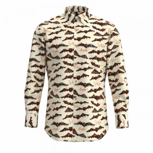 Autumn High Quality Men’s Print Shirt Pure Cotton Big Bat Halloween Digital Print Shirt For Men GTF000080